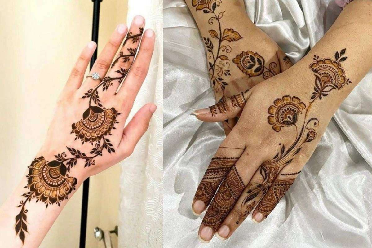 Arabic style simple vine mehndi design for a graceful hand look