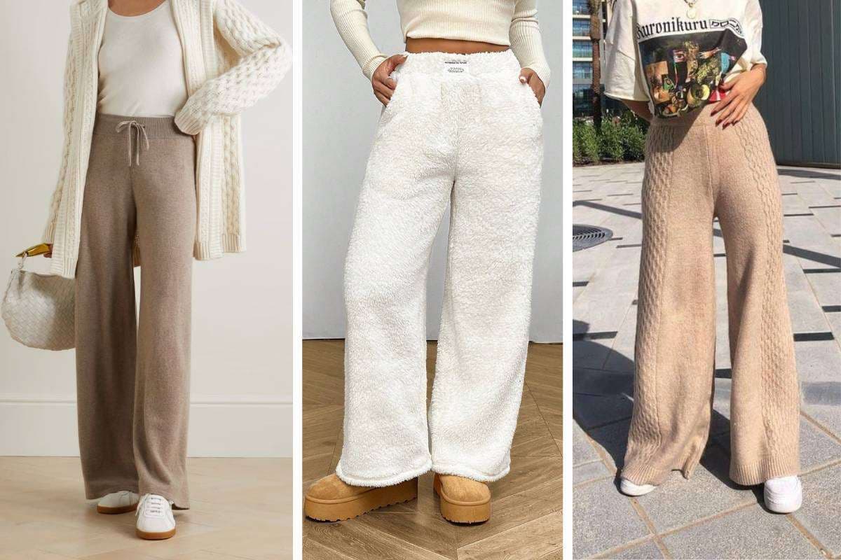 Straight Leg Woolen Pants for Women Winter 