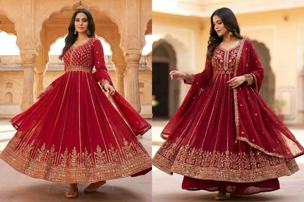 Red Anarkali Suit Design