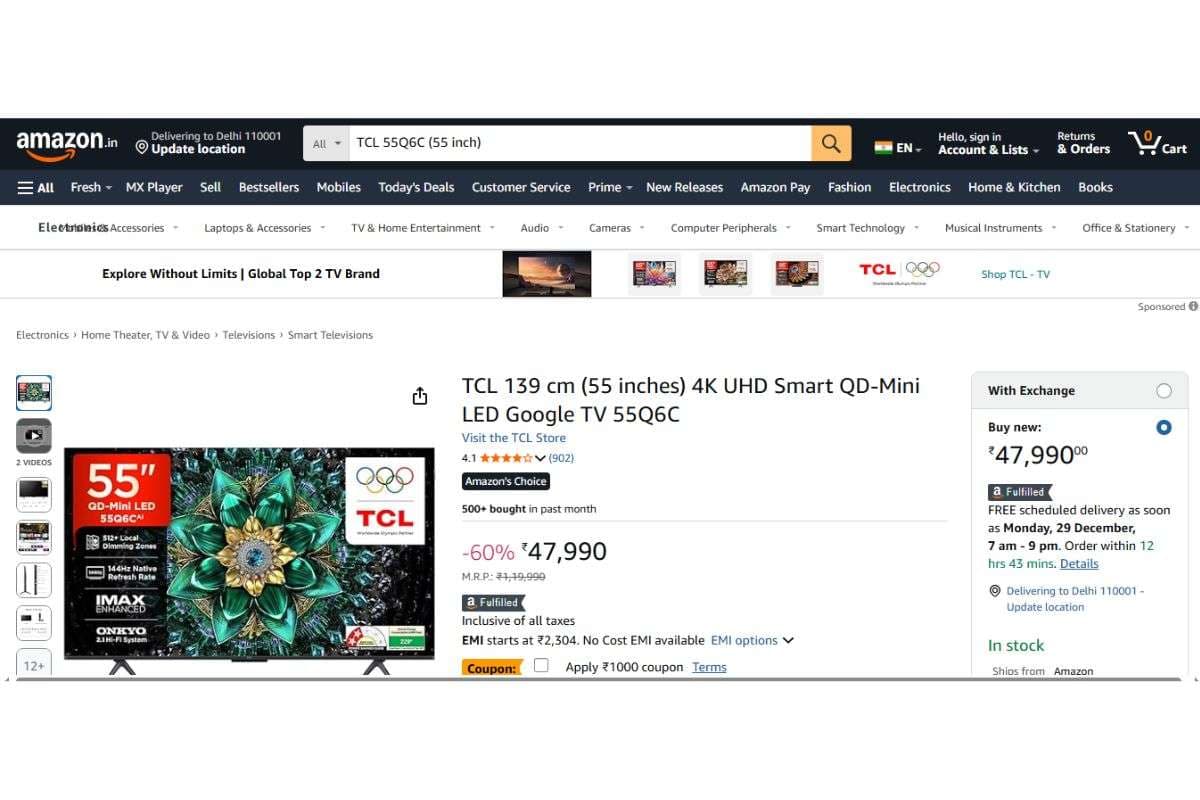 TCL 55Q6C (55 inch) Price