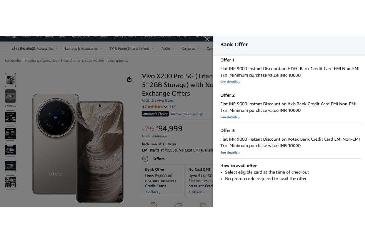 Vivo X200 Pro Bank Offers On Amazon