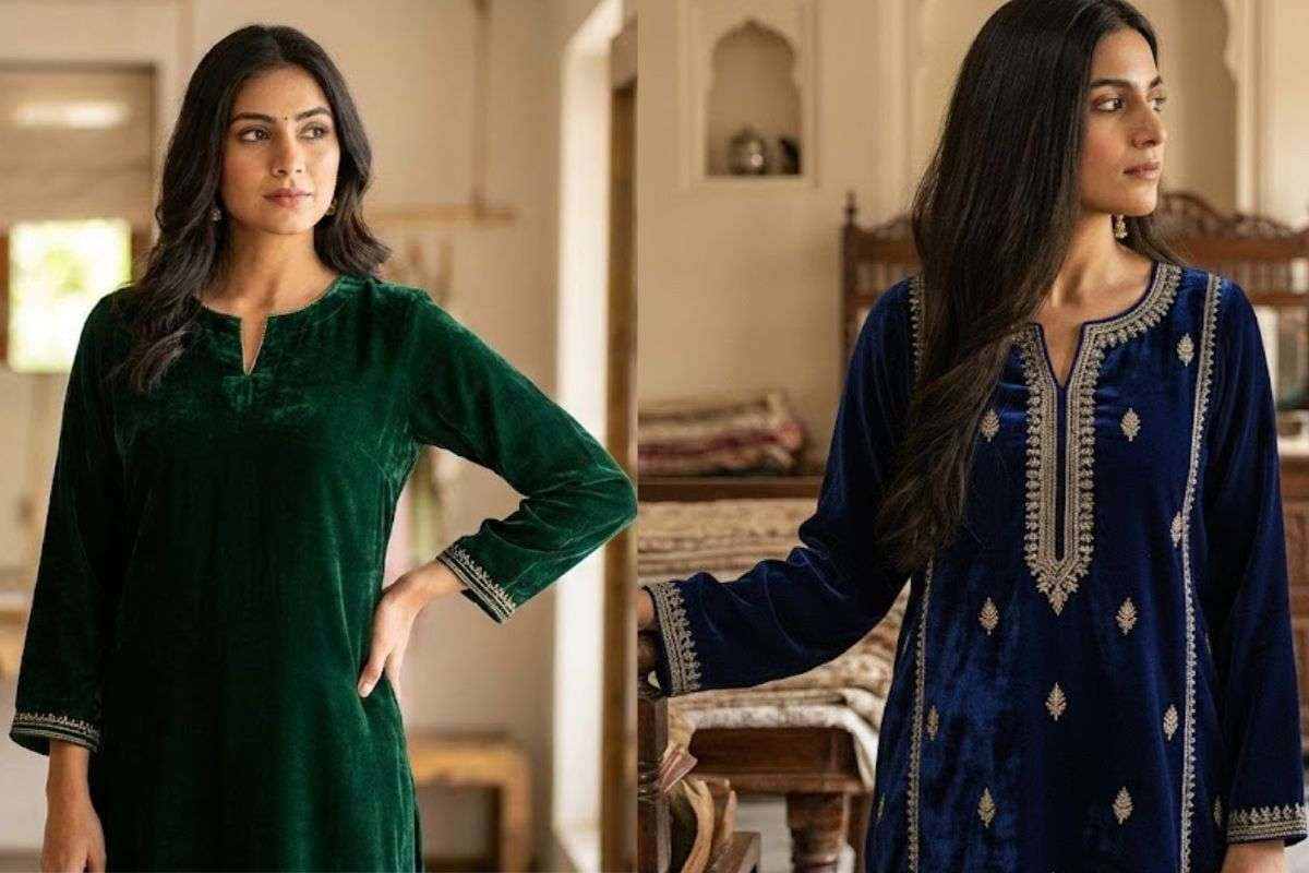 Full Sleeve Velvet Kurti