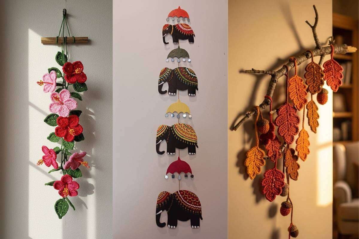 Rustic wooden wall hanging decor made from wooden pallet plates for modern home interiors