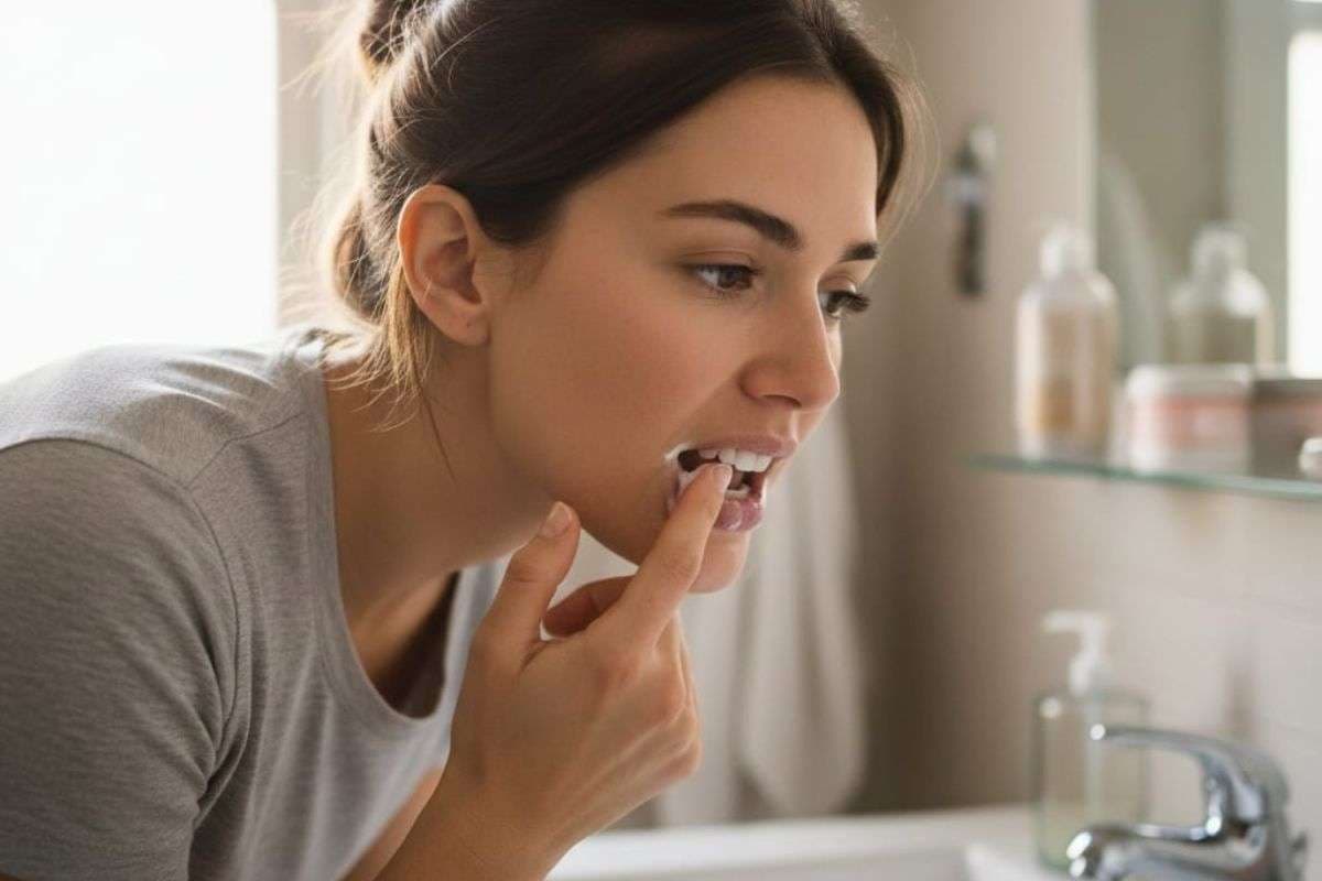 a women cleaning her teeth (AI Generated )