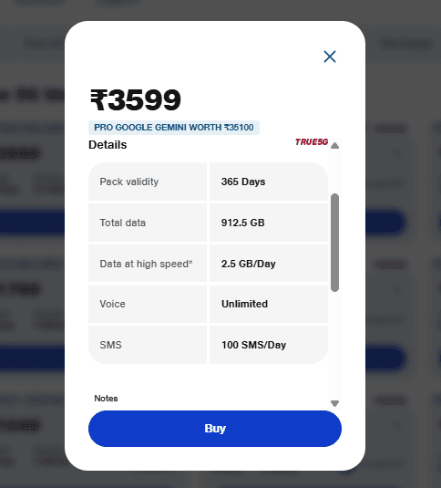 Jio Rs 3599 Prepaid Plan