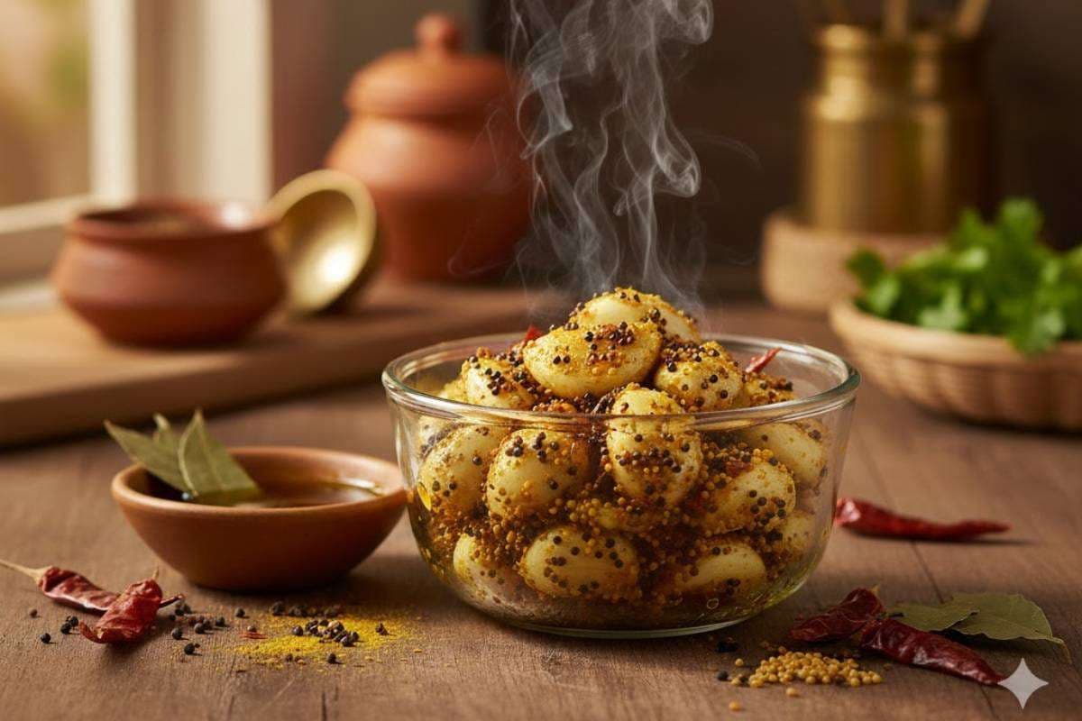 Steamed Garlic Pickle Recipe: खाने पर नहीं लगेगा कच्चापन - ट्राइ करें भाप में पका लहसुन का अचार
