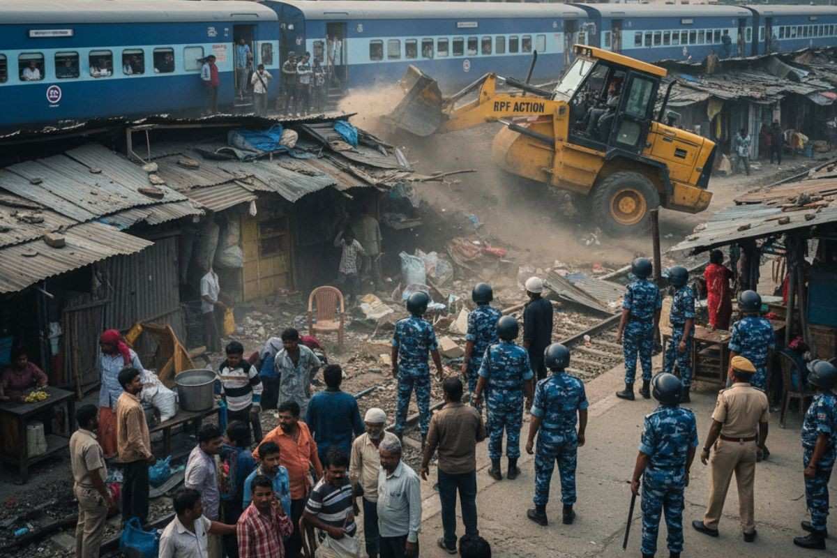 Bulldozer Action: पटना-गया रेलखंड पर चला बुलडोजर, 50 से अधिक अवैध दुकानें ध्वस्त, नदवां स्टेशन के पास मचा हड़कंप