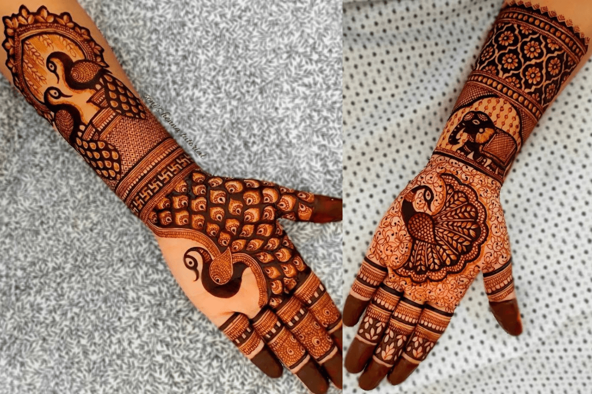 Full Hand Peacock Mehndi Design