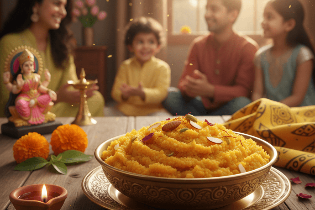Kesar Halwa Bhog For Saraswati Puja
