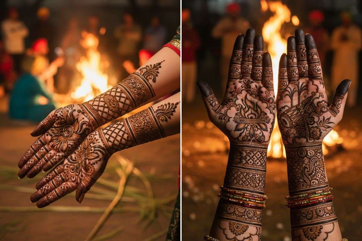 Lohri Bonfire Mehndi Design