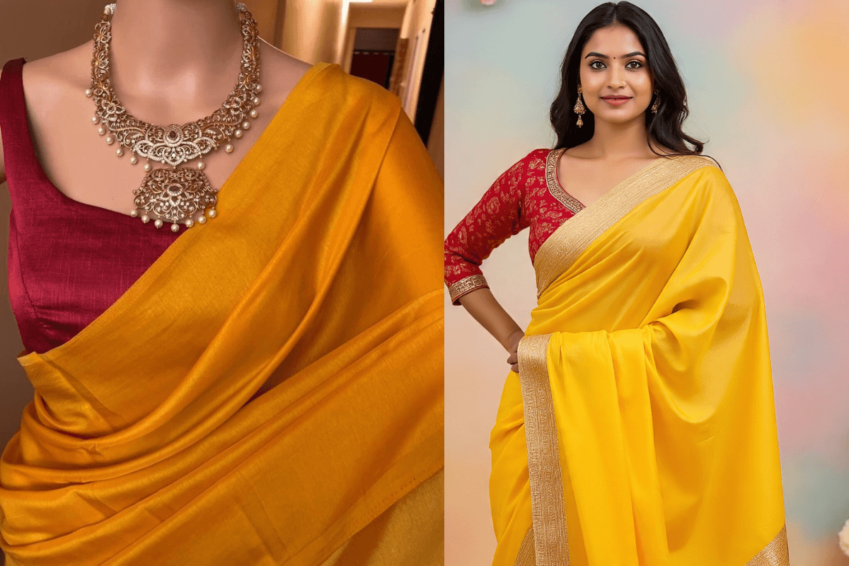 Red Blouse for Yellow Saree