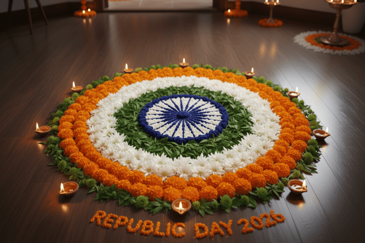 Republic Day Flower Rangoli