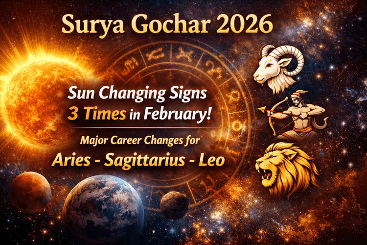 Surya Gochar 2026: फरवरी में ग्रहों के राजा सूर्य देव 3 बार बदलेंगे चाल, मेष–धनु और सिंह राशि वालों के करियर में आएगा बड़ा बदलाव!