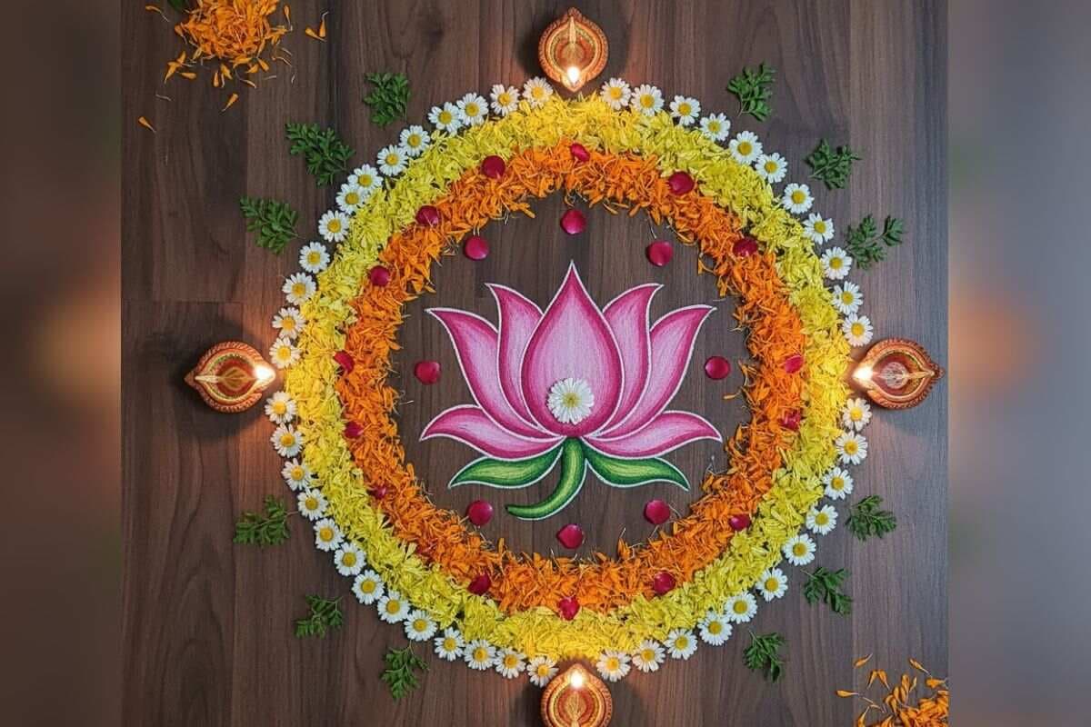 Simple Flower Rangoli Design 