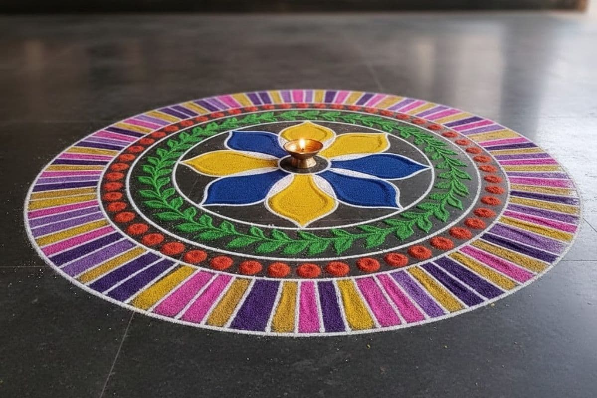 Simple Makar Sankranti Rangoli: मकर संक्रांति पर घर के आंगन को सजाने के लिए बेस्ट है ये डिजाइन, बनाएं कम समय में शानदार रंगोली