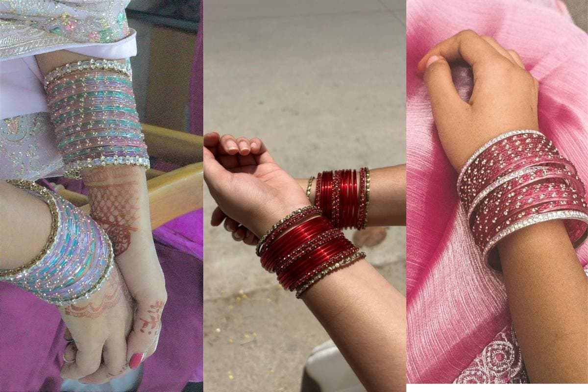  शादीशुदा महिलाओं के लिए Bright Colors में भी उपलब्ध Sitara Glass Bangles Design