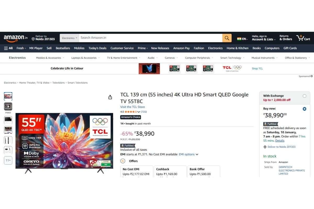 TCL 4K Ultra HD Smart QLED (55 inches)