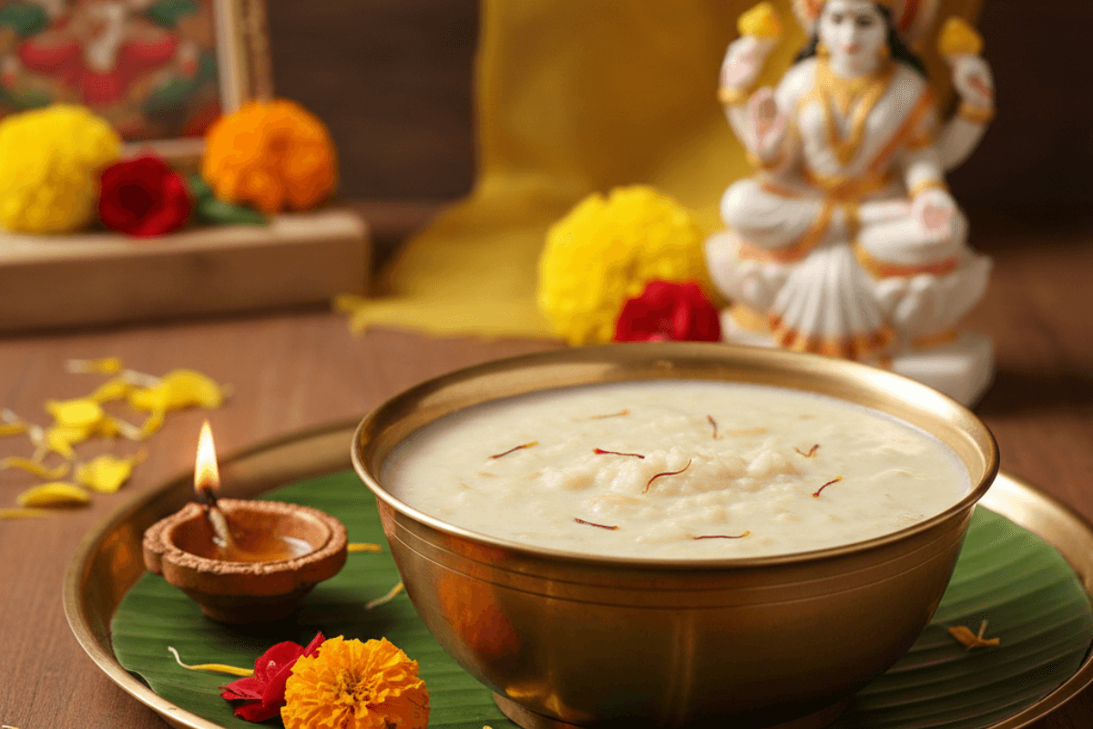 Traditional Kheer Bhog For Saraswati Puja
