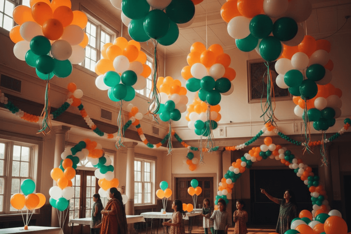 Beautiful Tricolor Balloons Decoration For Republic Day At Home And School