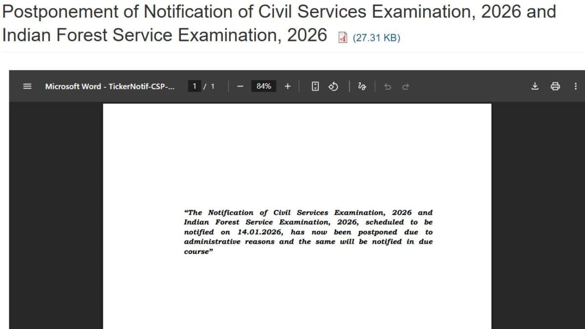 UPSC CSE 2026 Postponed Notice