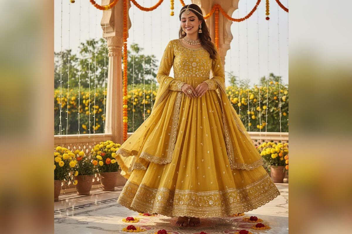 Yellow Anarkali Design (AI IMAGE)