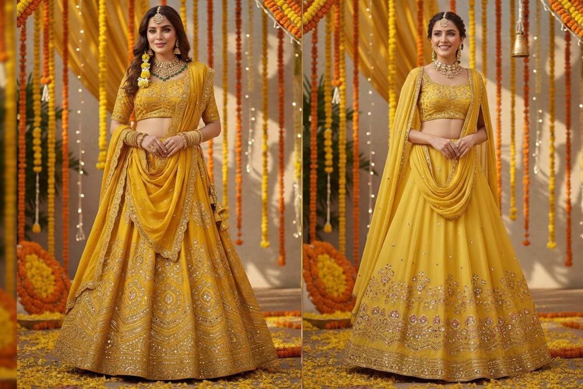 Yellow Lehenga Design (AI IMAGE)