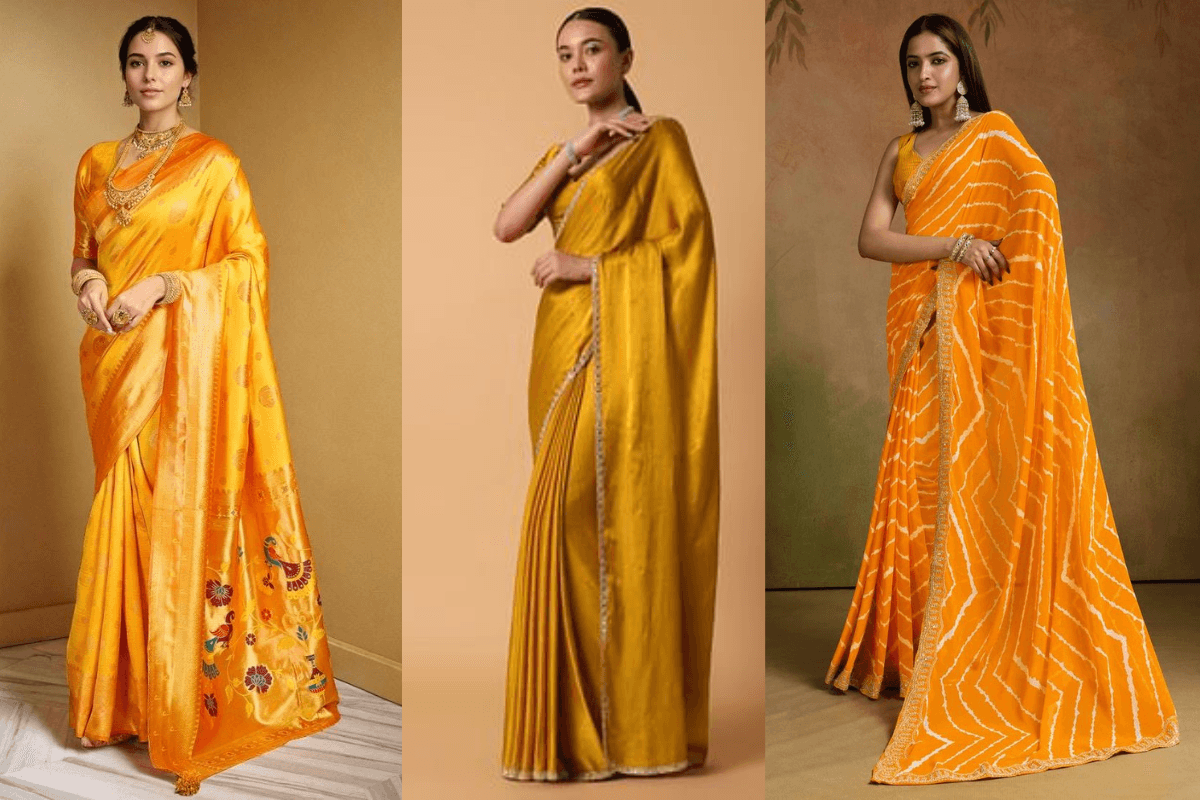 Yellow Saree For Saraswati Puja