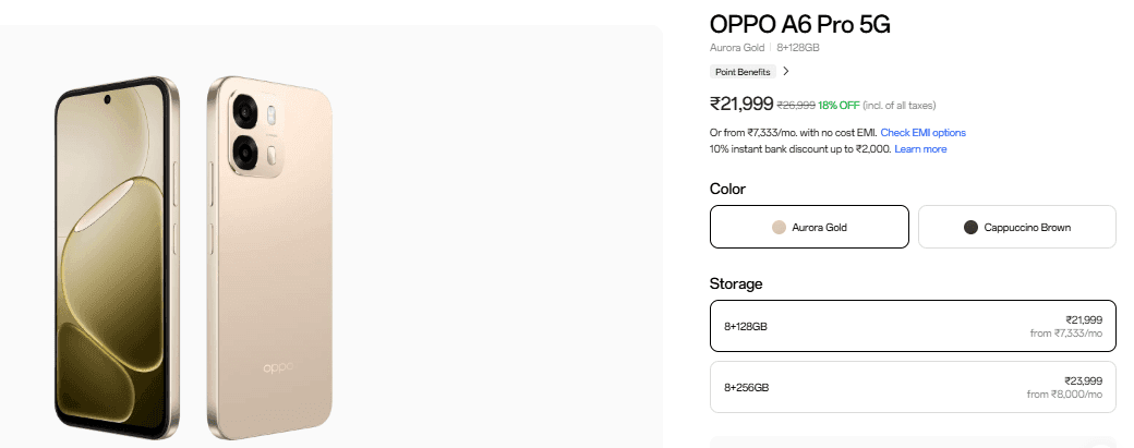 Oppo A6 Pro 5G की कीमत