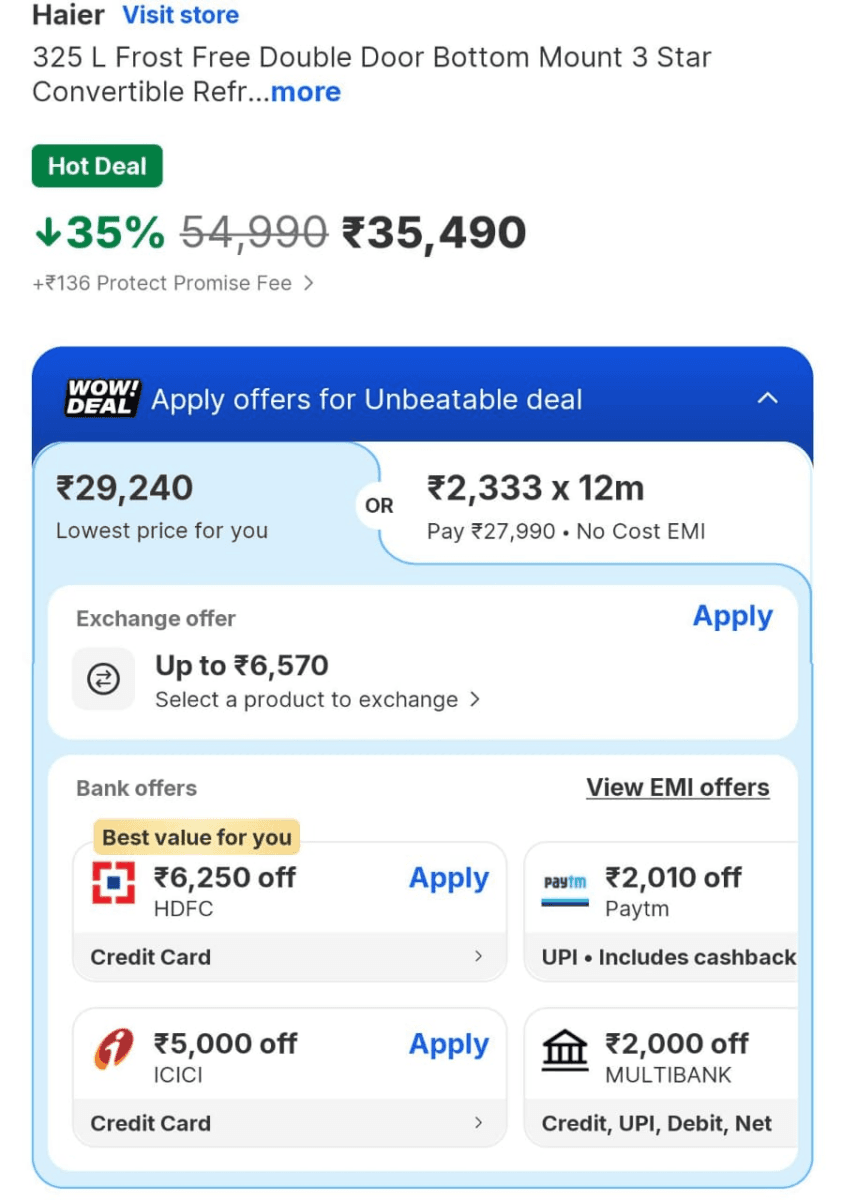 हायर डबल डोर रेफ्रिजरेटर प्राइस,