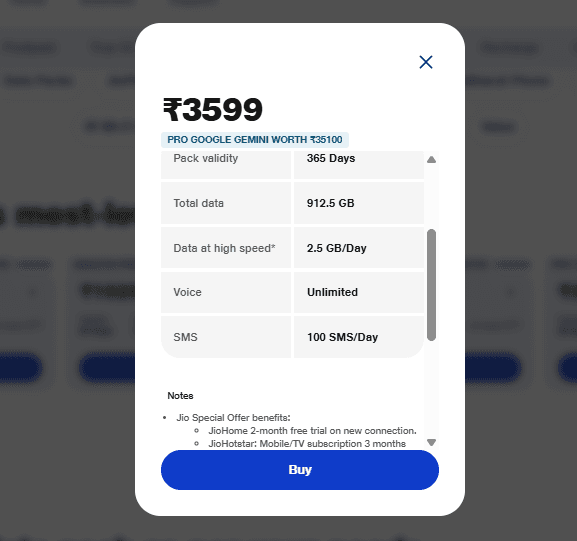 जियो का एनुअल प्लान 