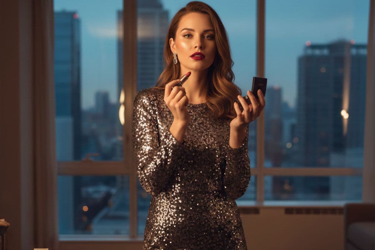 Glowy skin and bold lipstick tips