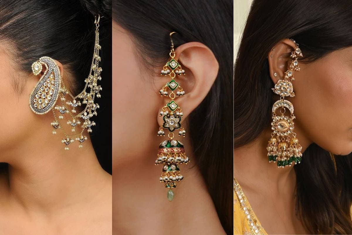 Kundan Work Heavy Earcuffs Design
