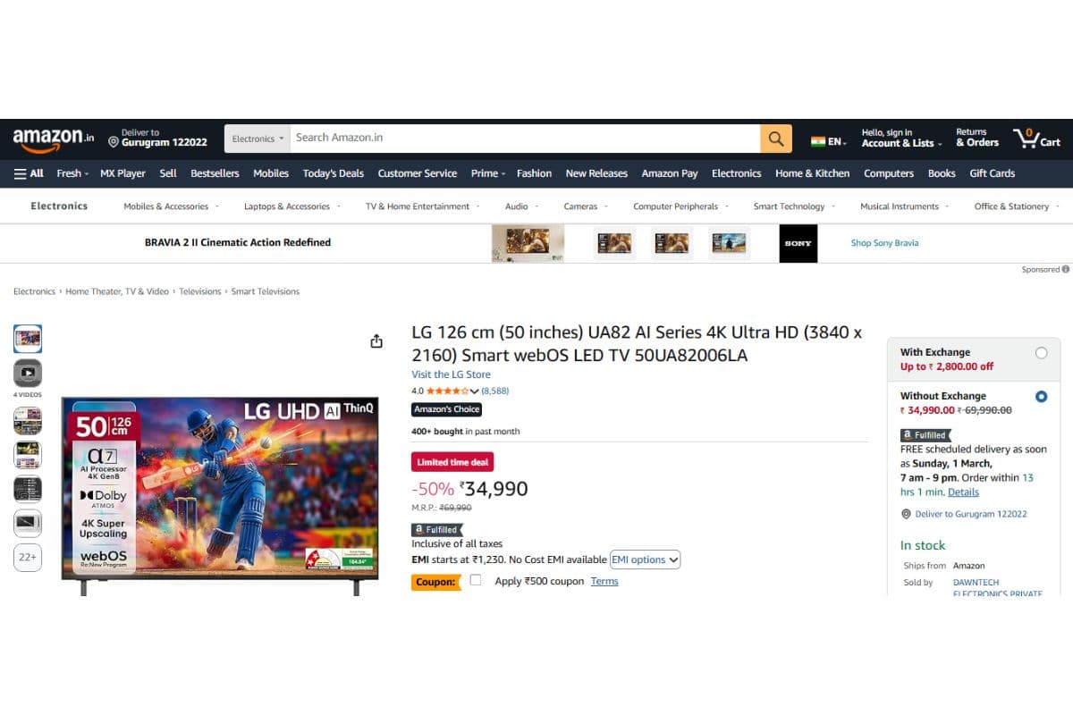 LG 50-inch 4K Ultra HD webOS Smart TV