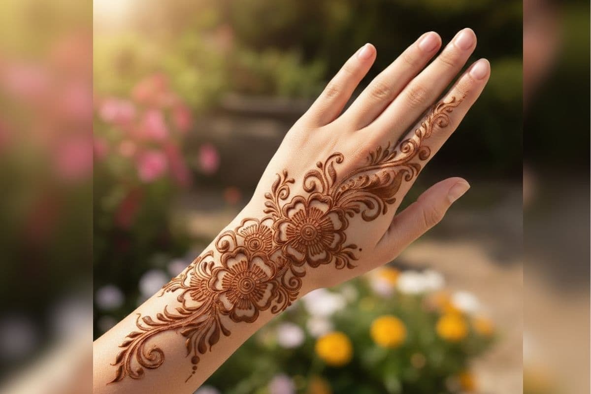 Beautiful Flower Mehndi Design (AI IMAGE)