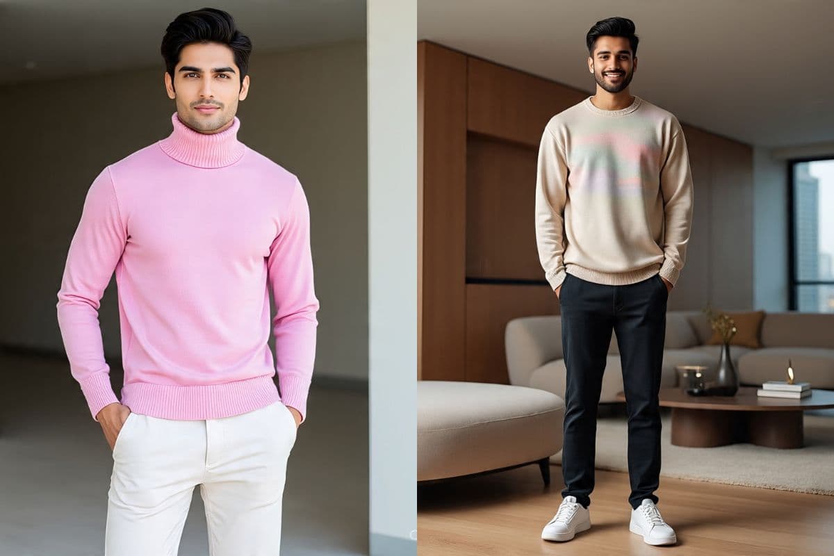 Men pastel sweater for winter date