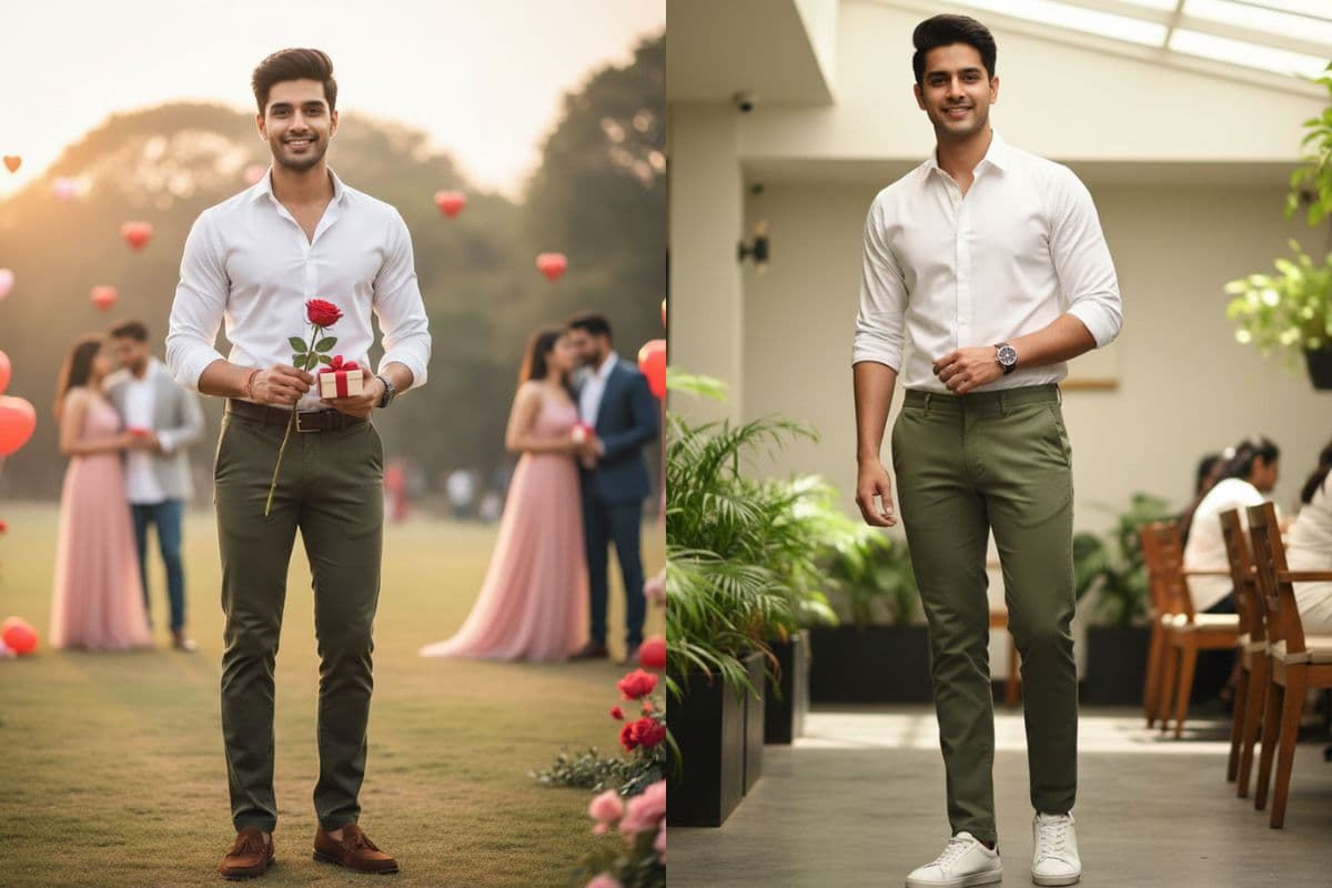 Men white shirt chinos Valentine look