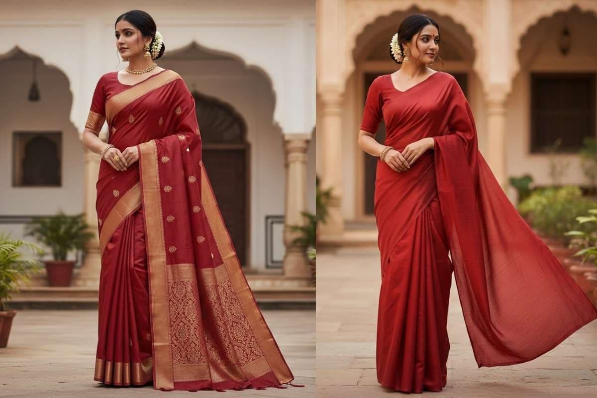 Red Silk Saree Design (AI IMAGE)