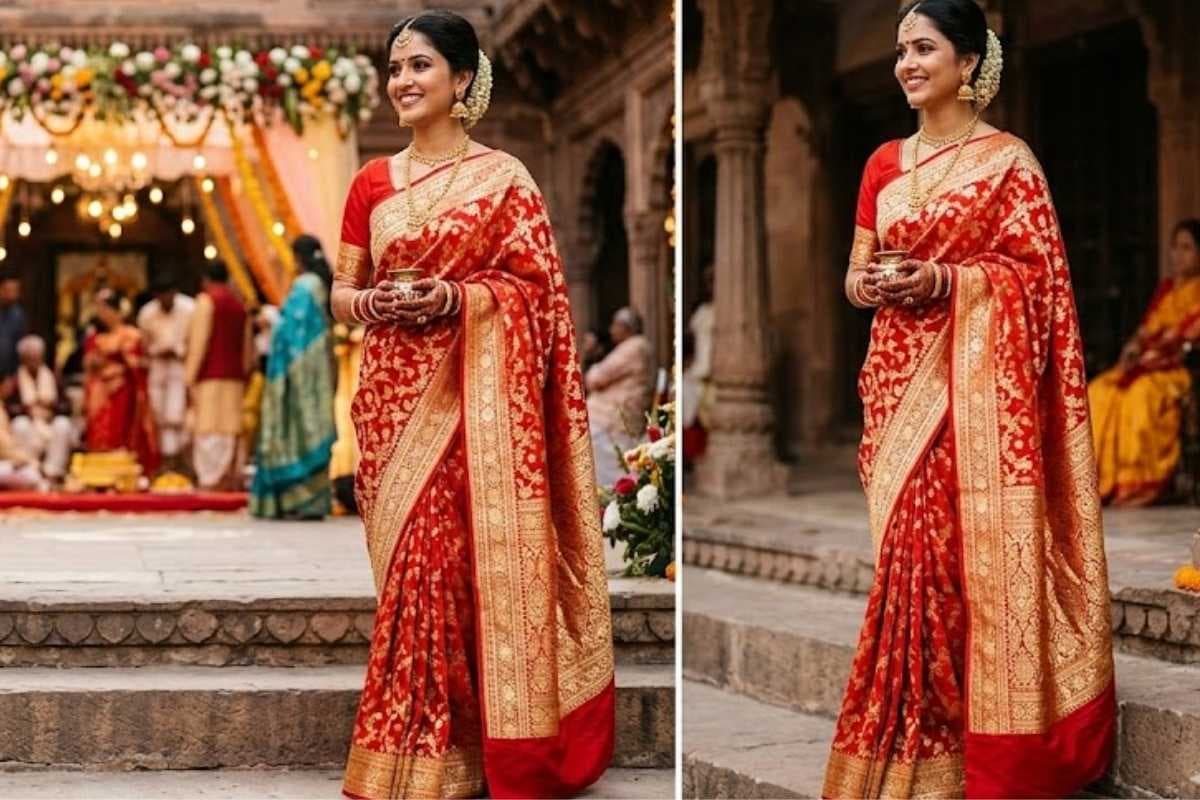 Red Banarasi Saree (AI IMAGE)