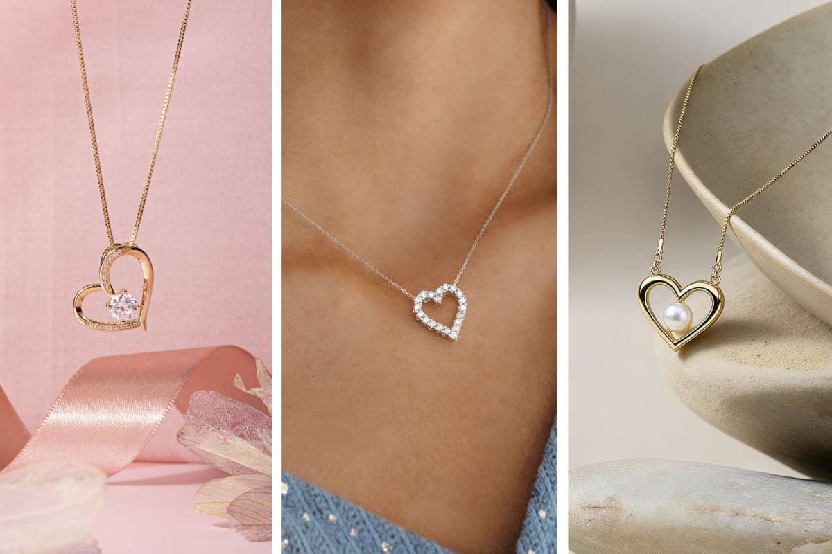 सफेद मोती वाला हार्ट शेप पेंडेंट डिजाइन (White Pearl Heart Shape Pendant Design)