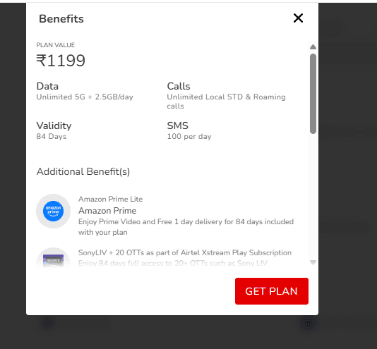 एयरटेल का 1199 रुपये वाला प्रीपेड प्लान