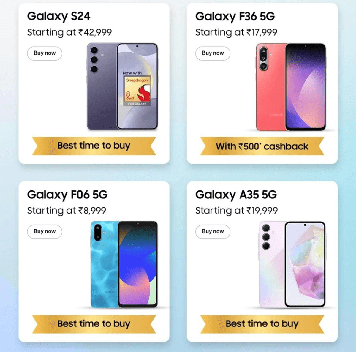 सैमसंग स्मार्टफोन्स प्राइस 