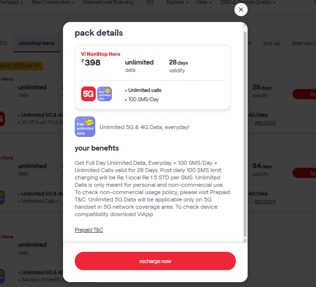वीआई का 398 रुपये वाला प्लान
