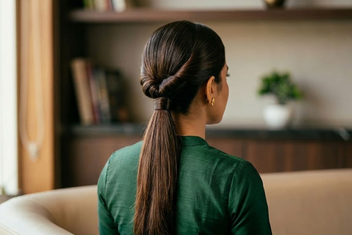 Twisted Low Ponytail for Kurti and Suit