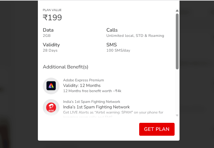 एयरटेल का 199 रुपये वाला प्लान 