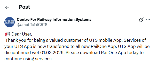 भारतीय रेलवे ने किया बड़ा बदलाव: UTS से RailOne तक
