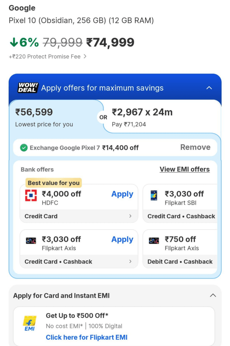 पिक्सल 10 पर मिल रहा एक्सचेंज वैल्यू 