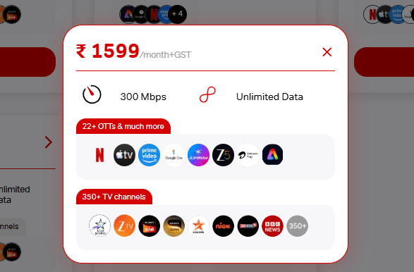 ₹1599 Airtel ब्रॉडबैंड प्लान