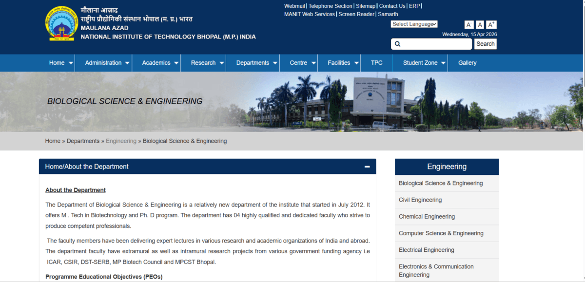 MANIT Bhopal Website 