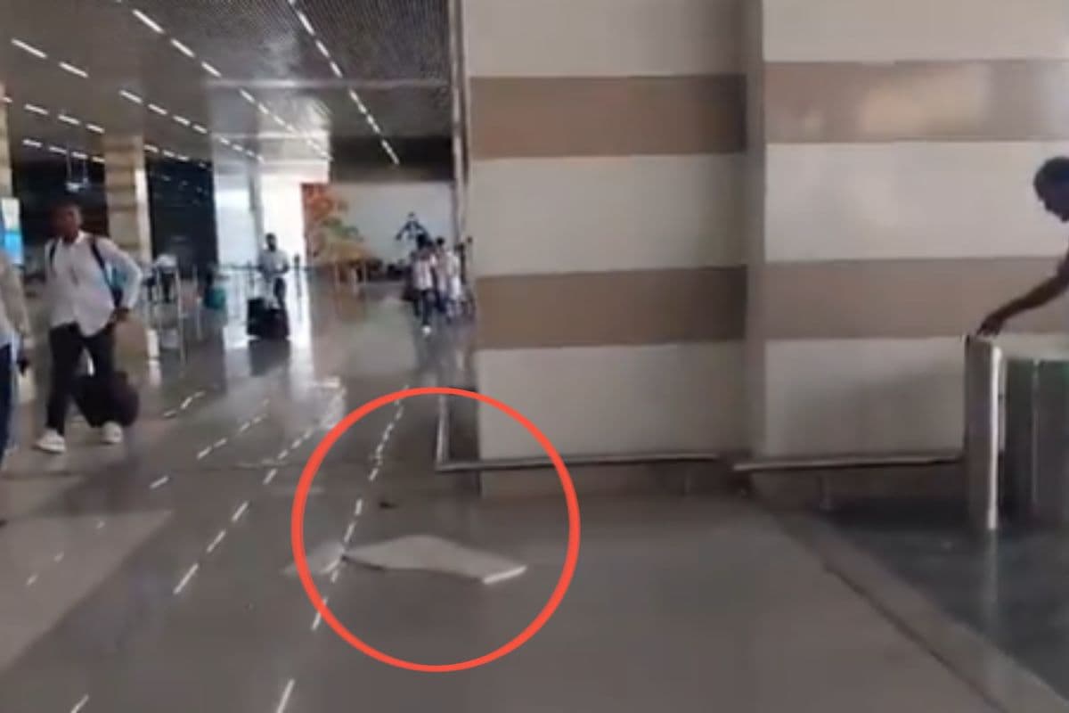 Patna Airport Tejashwi Yadav shared video tiles fall arrival area
