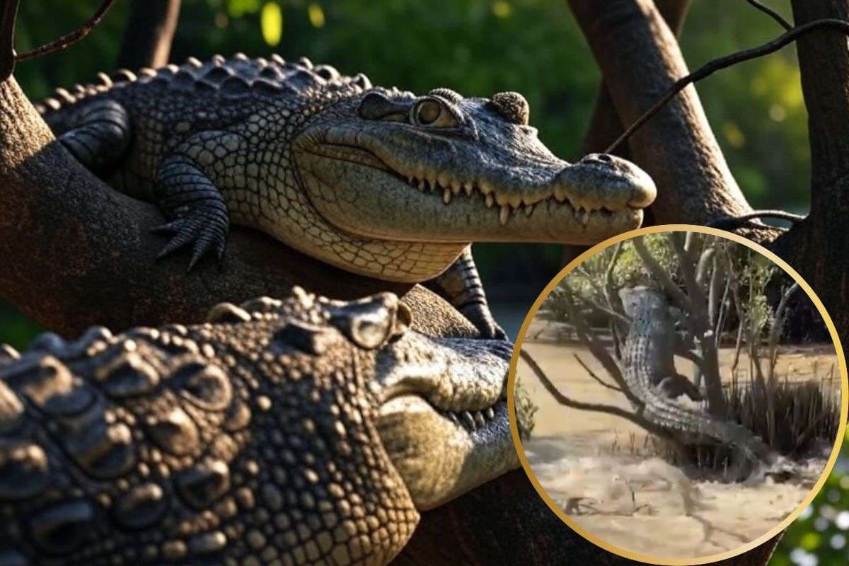 Viral Video: बड़े मगरमच्छ के डर से यूं भागी मादा मगरमच्छ, वीडियो देख छूटेगी फव्वारेदार हंसी